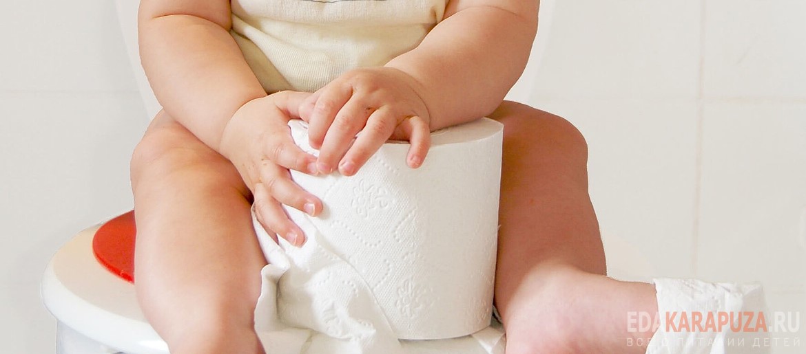 Малыш с рулоном туалетной бумаги